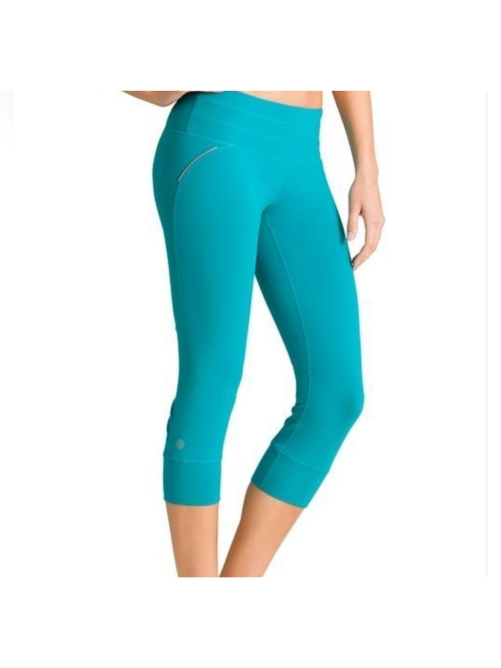 NWT Athleta Relay Capri size XS teal wicking breathable reflective mid rise